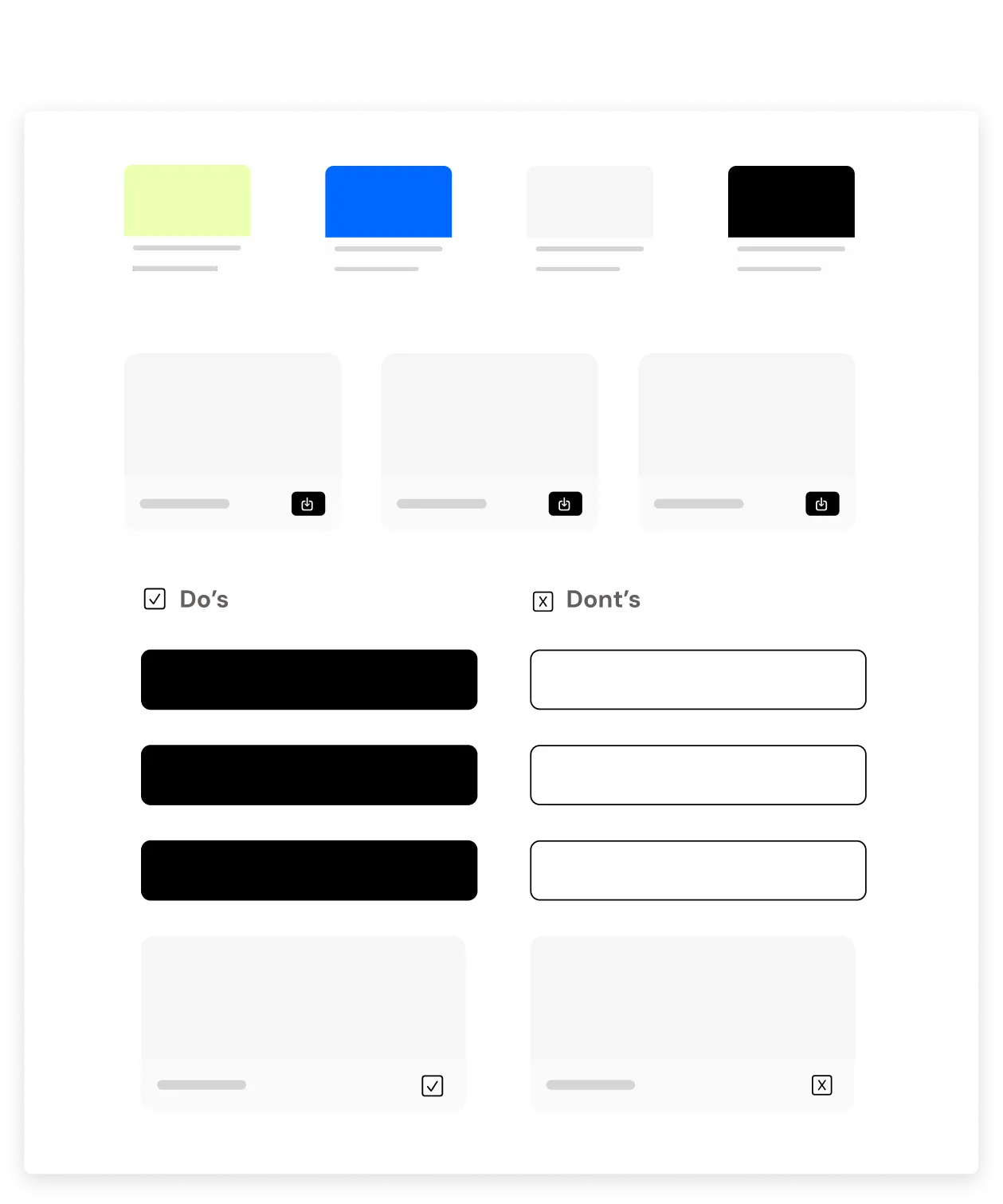 Brand guidelines with Do's and Dont's applied to every piece in PLAY /Platform
