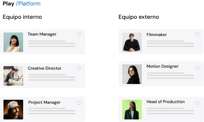 Asignación de equipos internos y externos en PLAY /Platform