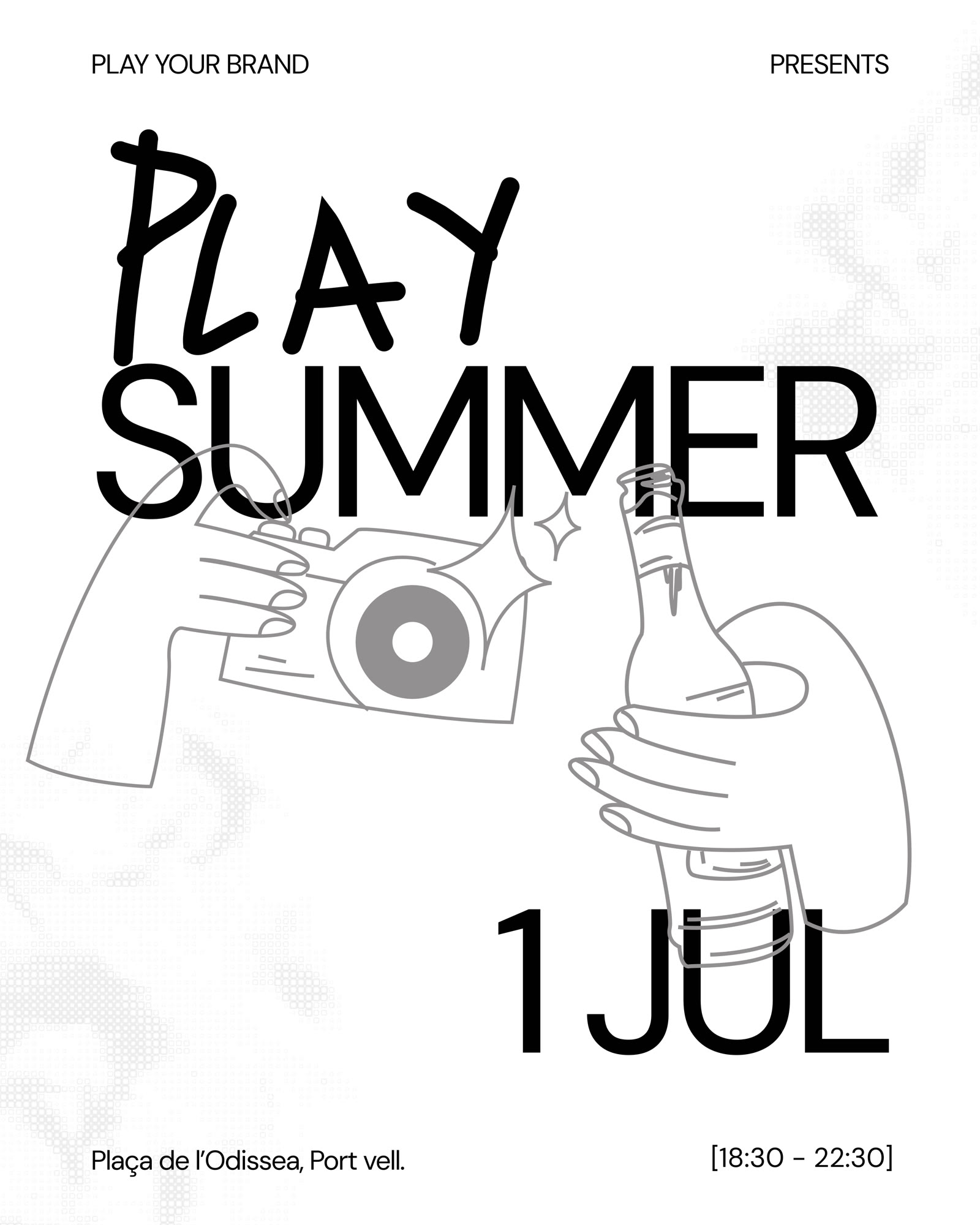 Cartel PLAY Summer 2026 — 1 de julio, Plaça de l'Odissea (Port Vell, Barcelona), 18:30–22:30